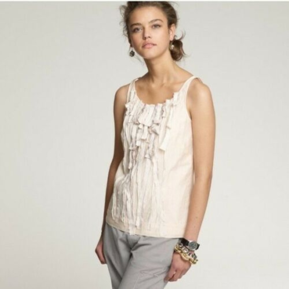J. Crew Loulie Ivory Cotton Silk Ruffle Blouse 0